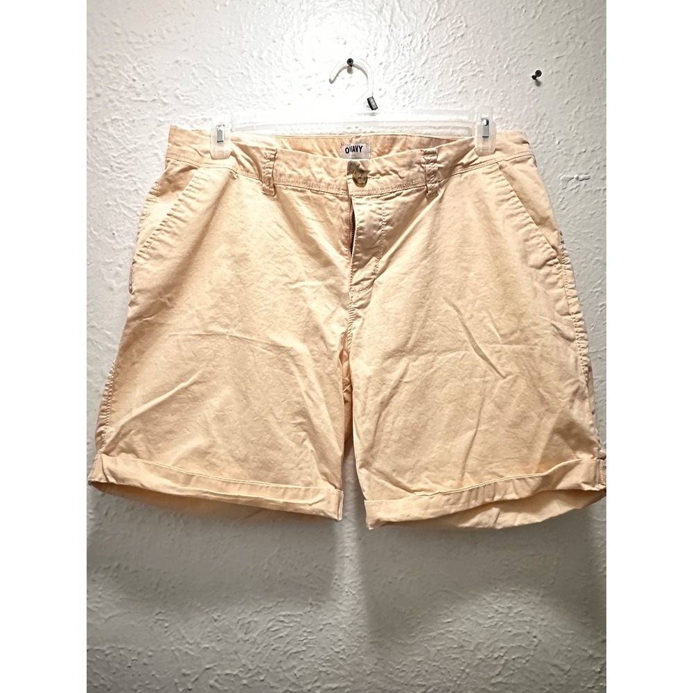 Old Navy Shorts Womens 16 Peach Cuffed Front Zip Pockets 10" Inseam